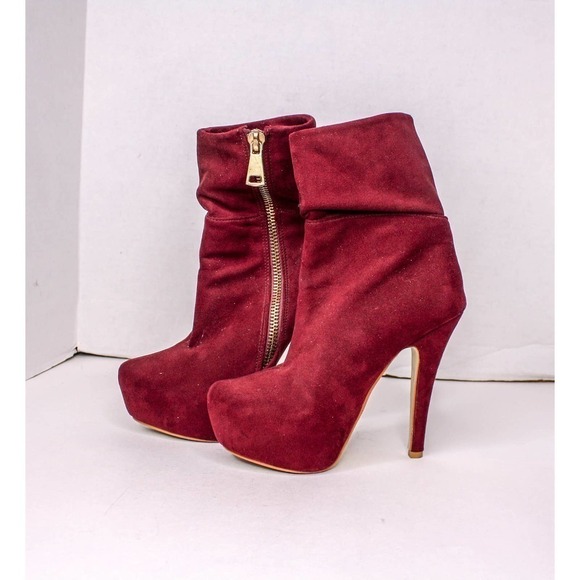 Fersini Boots High Heel Platform Mauve Purple Red Size 37 US 6 1/2 - Picture 3 of 5